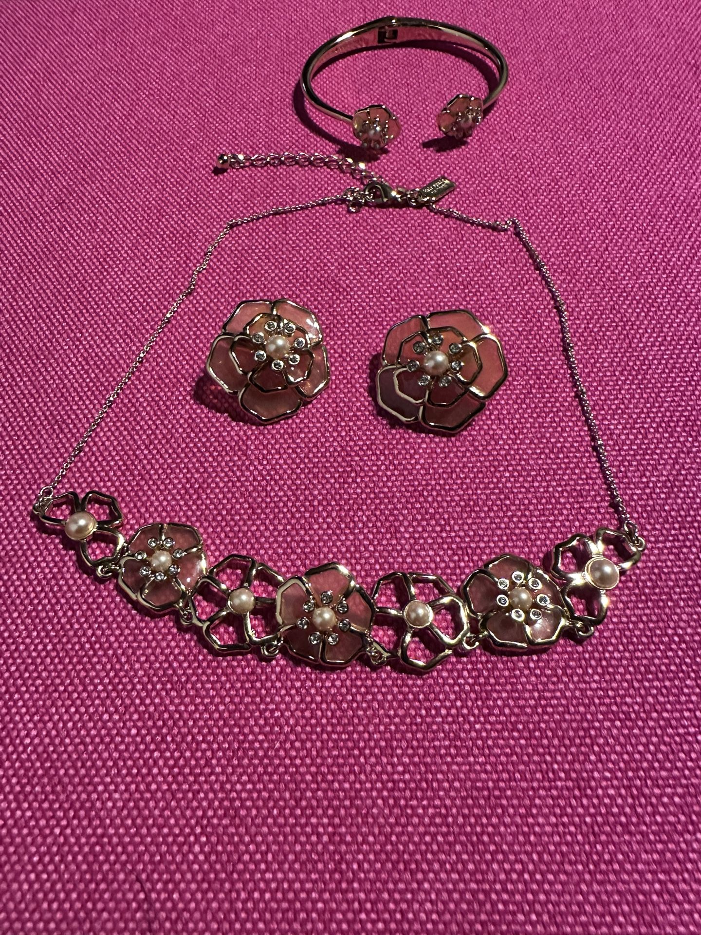 Jewerly Set Earrings Necklace Bracelet Kate Spade New York, Pink Floral