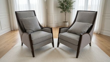 Elizabeth Cole Designer Accent Chairs (Pair) - Gray & Lavender, Retail $2,600+