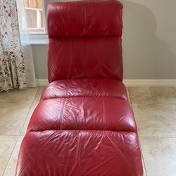 Red & White Dual Colored Soft Leather Chaise