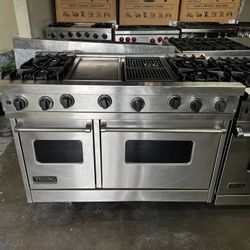 Viking 48”Wide All Gas Range Stove In Stainless Steel With Grill And Griddle 