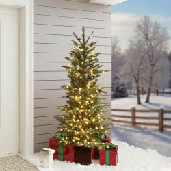 Pre-Lit Green Pine Christmas Tree with Square Pot,5ft ,AP2497