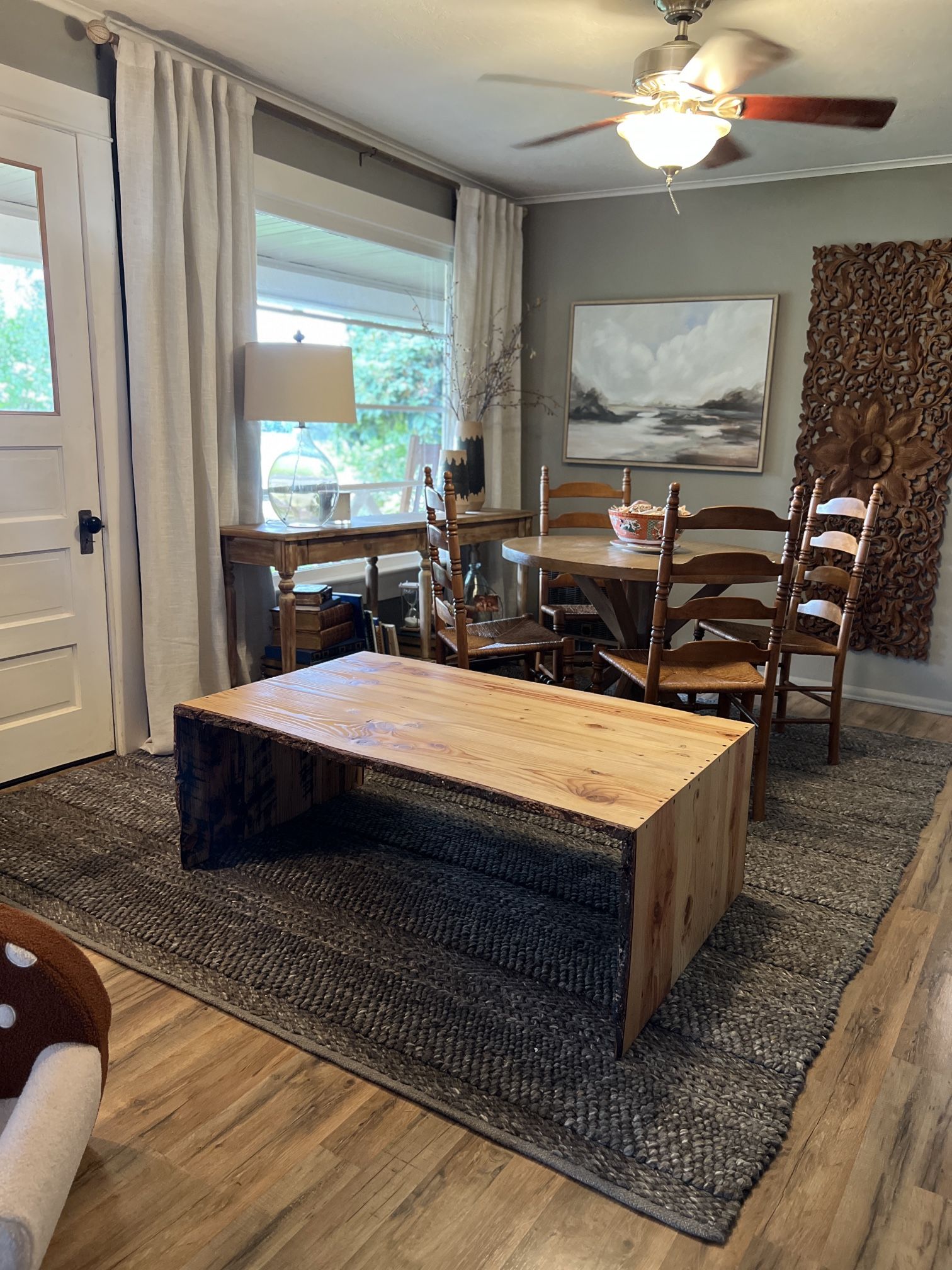 Modern waterfall hand made live edge coffee table