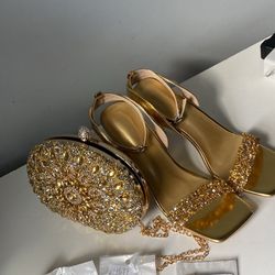 Gold Accessories & Heels Set