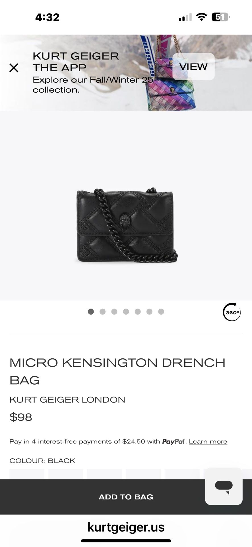 Brand New In Box/bag Kurt Geiger Mini Crossover Purse