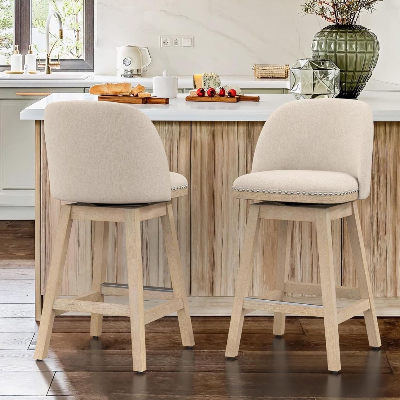 swivel bar stools set of 4, 26 Performance Fabric Upholstered