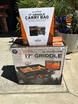 Combo: Blackstone Adventure Ready Single Burner 17” Tabletop Griddle with Non Slip Feet Blackstone 17" Tabletop Griddle Carry Bag with Shoulder Strap