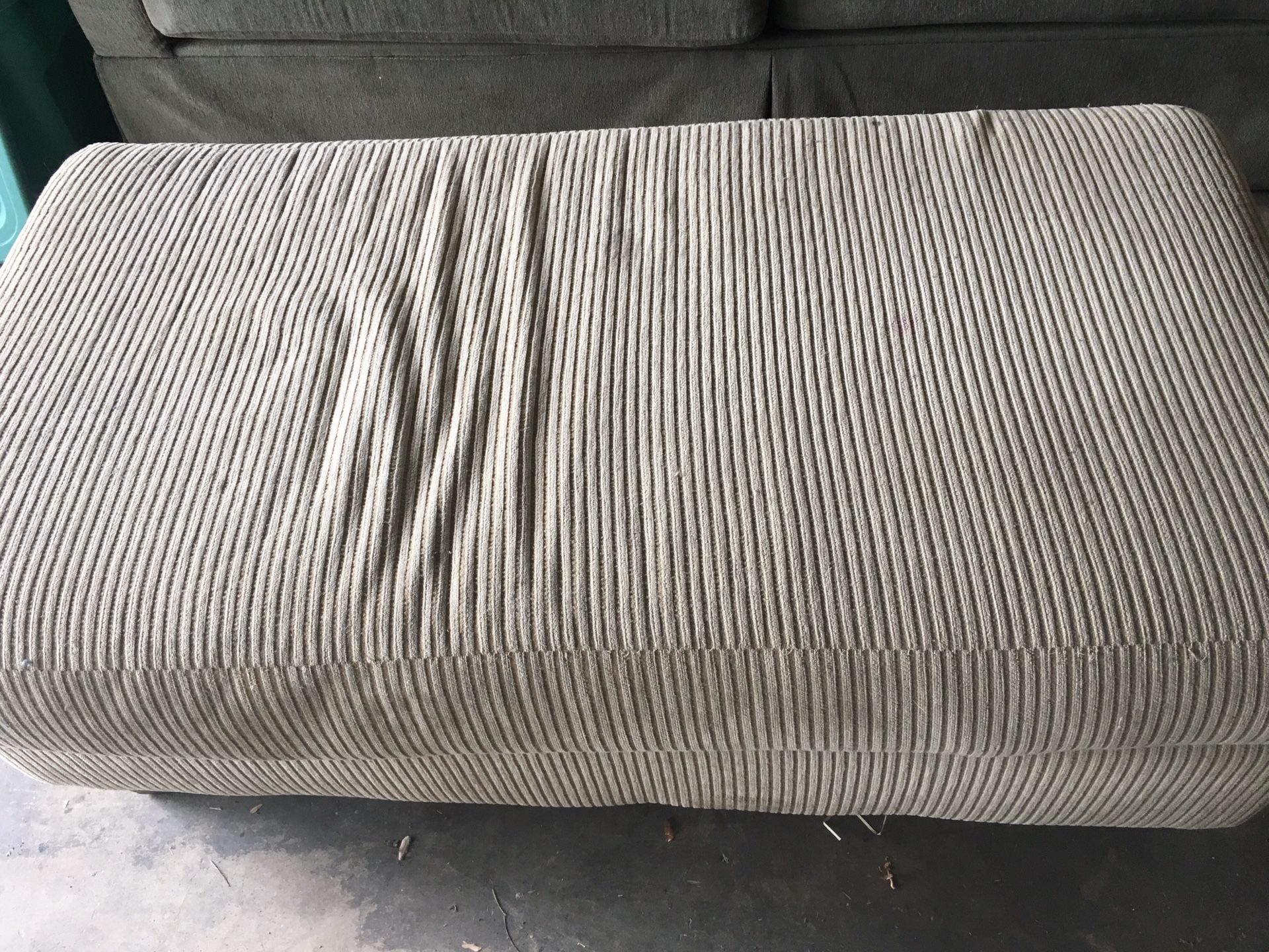 Sofa and oversized chair and ottoman all for $50.00 must pick up. No room to keep. The love chair leg doesn’t screw but stays on. Nice and comfortabl