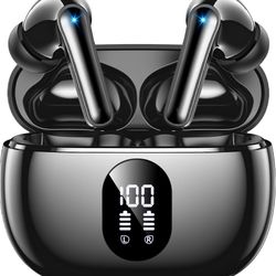 Wireless Earbuds, Bluetooth Ear Buds with Big Bass Stereo Sound, 48 Hours Playtime, Lightweight in-Ear Fit Earphones, IPX7, Hands-Free Calls with AI f