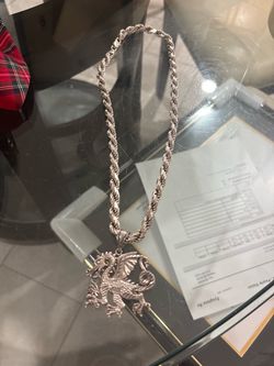 22 inches Silver Rope Chain Necklace with Dragon Pendant