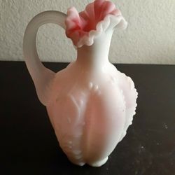 GORGEOUS Fenton Pink Embossed 5" Opalescent Cruet.
