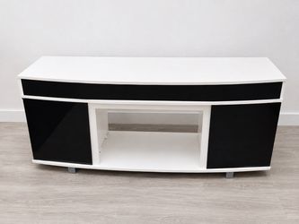 White and Black TV Stand Media Console