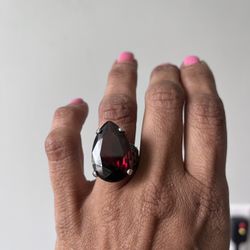 10 Carat  Faceted Teardrop Garnet Ring