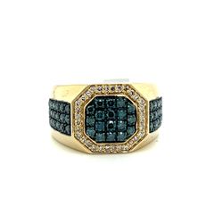 10kt Gold Mens Diamond Ring With Blue Diamonds 1.2ctw Size 10 169924 2