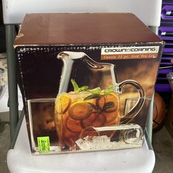 Vintage crown Corning iced tea set pitcher glass