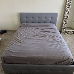 Gray Queen Bed Frame With Storage - Mattress Sold Separately