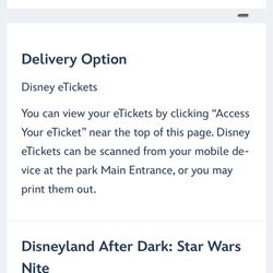 Disney Starwars Night Tickets
