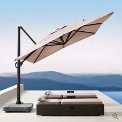 Rectangular Cantilever 10x13 Sunbrella Umbrella With Movable Base