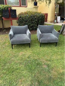 pair of west elm penn chairs blue/gray (2)