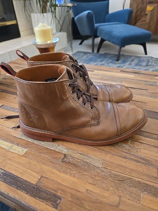 11.5 3E Allen Edmonds Dress Boots Brown Tan Grain w Dainite Rubber Soles 4096