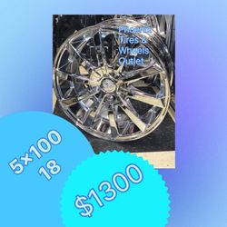 e & Fitment: 18" | 5x100  Price: $1,300  Turn heads everywhere you go with this stunning, high-shine chrome finish. Engineered to command attention an