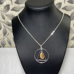 Amethyst Pendant With Chain / Silver Plated Chain