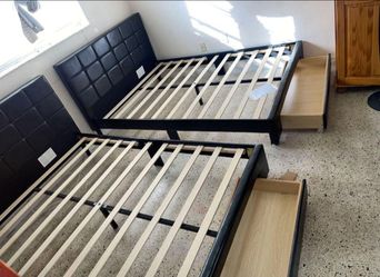 NEW BED FRAME QUEEN OR FULL WITH MATTRESSES AND BOX SPRING