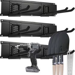 Garage Tool Organizer Storage Rack, 47 Inch Garage Organizer Wall Mount, Heavy Duty Garden Tool Organizer, Adjustable Tool Storage Rack Hooks, Yard Sh