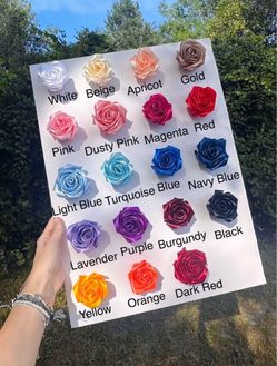 Artificial Satin Roses Color Sample Chart