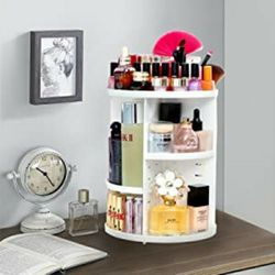 New Makeup Organizer Rotating 360 Storage Box, Large Capacity, Fits Toner, Creams, Makeup Brushes, Lipsticks and More, $25 Or Best Offer.