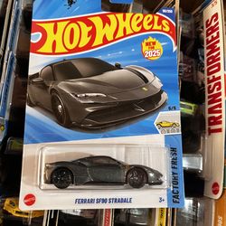Hot Wheels Ferrari SF90 Stradale Factory Fresh 1:64 Gray Diecast Car