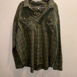 Dip Eco-Friendly Plaid Flannel Shirt, Green/Orange - Mens 2XLT