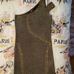 Beautiful Bebe Gold Glitter And Gold Sequin Party Dress