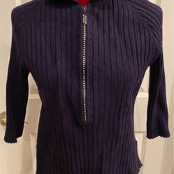 XL knit black stretch tshirt sweater zipper front winter