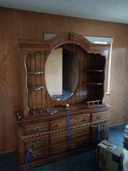 Vanity With Mirror And Shelves