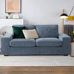 Van Winkle 71.25" Chenille Square Arm Loveseat Sofa, 2 Seater Small Sofa Couch, Removable Sofa Cover