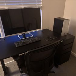 Office Set- Adjustable Desk, PC, Chair, Side Table