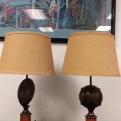 Pair Of Sports Lamps - Football & Baseball Table Lamps For Sale
