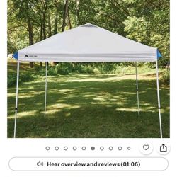 Ozark Trail 10 ft x 10 ft Straight Leg Instant Pop-Up Canopy with Simple Push Setup, White 