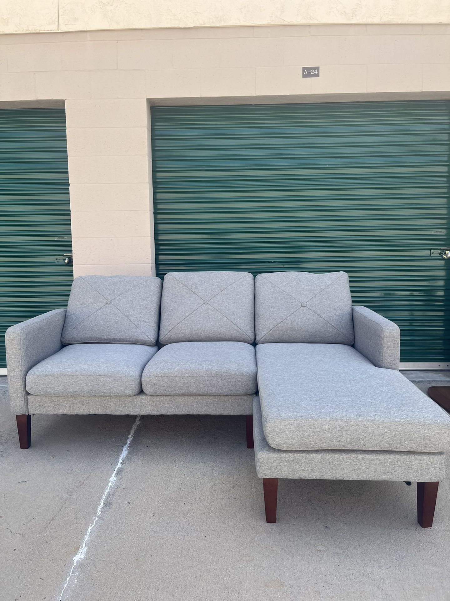 Midcentury Modern Sectional Couch With Wooden Legs And Reversible Chaise *Delivery Available*