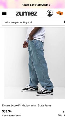 Empyre Loose Fit Medium Wash Skate Jeans