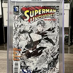 Superman Unchained #1 1:300 Jim Lee B/W Sketch Incentive Variant CGC 9.8