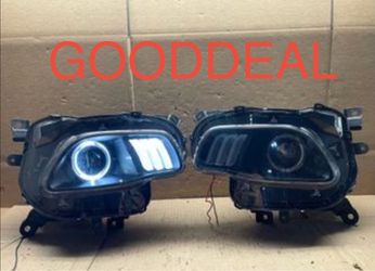 #OH37 14-18 Jeep Cherokee LED Black Halogen Headlight Pair