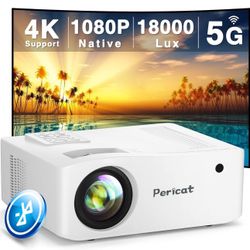 5G WiFi Bluetooth Projector, Native 1080P Outdoor Movie Projector with 300" Display, 380ANSI Home Theater Video Projector 4K Supported, LED Video Proj