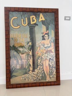 Glass Framed Vintage Cuba Print