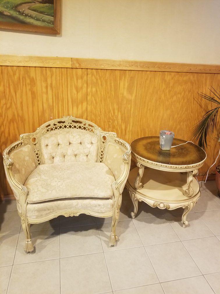 Antique chair and coffee table