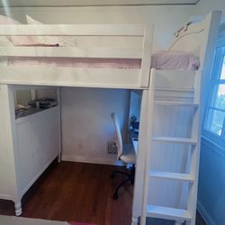 Pottery Barn Loft Bed with bookshelf 