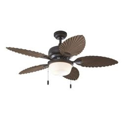 NEW! Better Homes & Gardens 52" Bronze Industrial Ceiling Fan, 5 Palm Leaf Blades, LED Light, Indoor/ Outdoor
