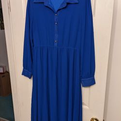 Royal Blue Long Sleeve Maxi Dress