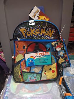 Pokémon 5 Piece backpack set (((16 in. tall)))