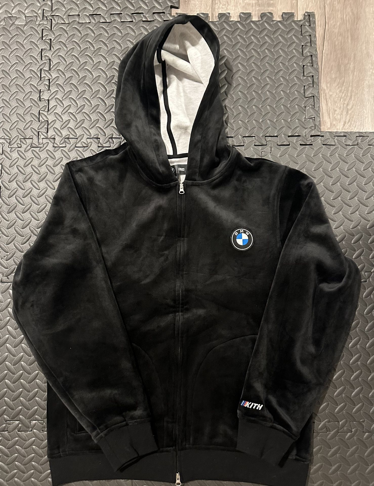 KITH BMW BONDED VELOUR WILLIAMS V FULL ZIP HOODIE